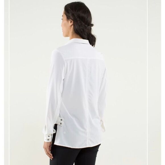 Lululemon Urbanite Button Down Shirt Ivory White Size 4 - Picture 3 of 12